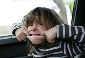 Happy Child Photography Prints: Boy, 5, making a grimace