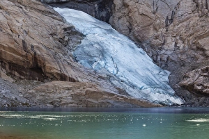 Briksdalsbreen glacier tongue of Jostedalsbreen Glacier, Briksdal valley, Stryn Briksdalsbreen glacier tongue of Jostedalsbreen Glacier, Briksdal valley, Stryn