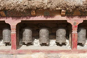 Buddhist prayer wheels, Kagbeni Gompa monastery, Lower Mustang, Nepal, Asia Buddhist prayer wheels, Kagbeni Gompa monastery, Lower Mustang, Nepal, Asia
