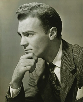 Businessman with pensive expression, (B&W), close-up Businessman with pensive expression, (B&W), close-up