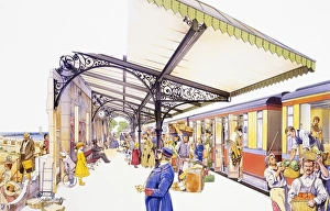 Busy platform at Victorian railway station Busy platform at Victorian railway station