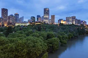Canada, Alberta, Edmonton, Cityscape with trees and river Canada, Alberta, Edmonton, Cityscape with trees and river