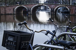 A Canal Bridge in the Capital City of Amsterdam, Netherlands A Canal Bridge in the Capital City of Amsterdam, Netherlands