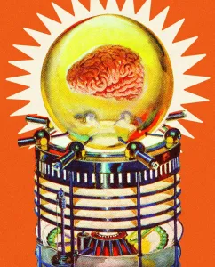 Colorful Background Artwork Prints: Brain in a Bubble