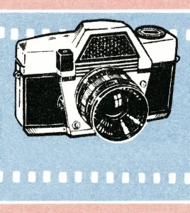 Blue Background Illustration Prints: Camera
