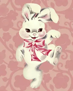 Vintage Rabbit Illustrations Prints: Dancing Rabbit