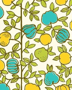 Captivating Pop Art Illustrations Prints: Fruit and Leaf Pattern