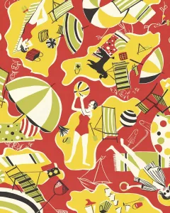Colorful Beach Scene Prints: Fun at the Beach Pattern