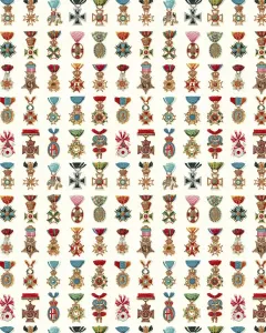 Retro Art Illustrations Prints: Medal Pattern