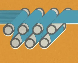 Vintage Printing Equipment Prints: Paper Going Through Rollers