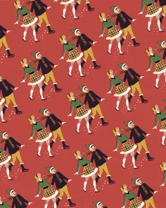 Winter Sports Artwork Prints: Pattern of Ice Skaters