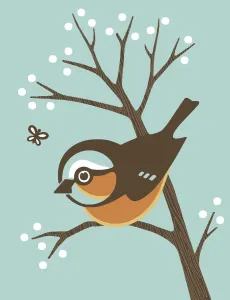 Pop Art Illustration Prints: Robin in Tree