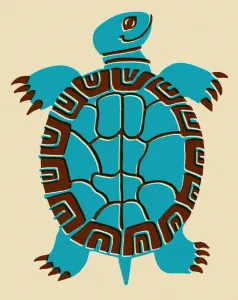 Colored Background Paintings Prints: Turtle