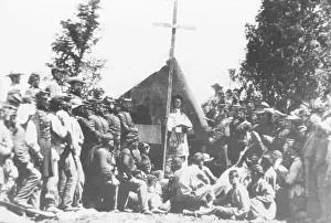 Prints of Chaplain conducting mass for the 69th New York State Militia in Washington DC during the US civil war, circa 1861. (Photo by Archive Photos/Getty Images) Images Dated 2010 May: Print of Chaplain Conducting Mass for the 69th New York State Militia