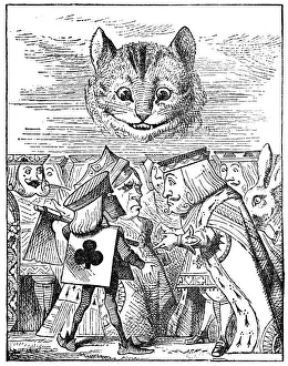 Cheshire cat smiling over King and queen - Alice in Wonderland 1897 Cheshire cat smiling over King and queen - Alice in Wonderland 1897