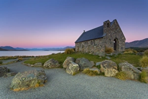 Church of the Good Shepherd at Lake Tekapo at the blue hour, behind the Southern Alps Church of the Good Shepherd at Lake Tekapo at the blue hour, behind the Southern Alps