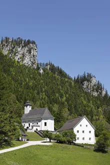 Church and the mountain climbers cemetery in Johnsbach, Gesaeuse region, Ennstaler Alps Church and the mountain climbers cemetery in Johnsbach, Gesaeuse region, Ennstaler Alps