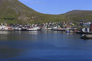 City on hill with harbor, North Cape, Honningsvag, Norway City on hill with harbor, North Cape, Honningsvag, Norway