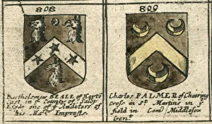 Coat of arms copperplate 17th century Beale and Palmer Coat of arms copperplate 17th century Beale and Palmer