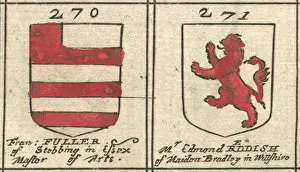 Coat of arms copperplate 17th century Fuller and Reddish Coat of arms copperplate 17th century Fuller and Reddish