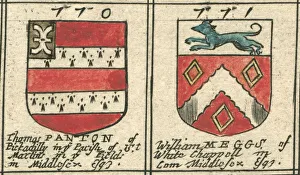 Coat of arms copperplate 17th century Panton and Meggs Coat of arms copperplate 17th century Panton and Meggs