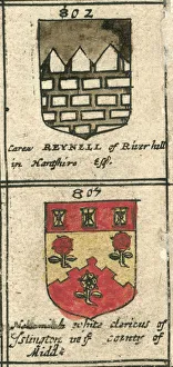Coat of arms copperplate 17th century Reynell and White Coat of arms copperplate 17th century Reynell and White