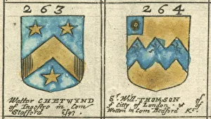Coat of arms copperplate 17th century Thomson and Chetwynd Coat of arms copperplate 17th century Thomson and Chetwynd