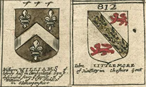 Coat of arms copperplate 17th century Williams and Littlemore Coat of arms copperplate 17th century Williams and Littlemore