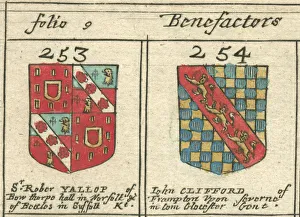 Coat of arms copperplate 17th century Yallop and Clifford Coat of arms copperplate 17th century Yallop and Clifford