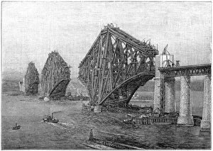 Construction of Forth Bridge near Edinburgh Construction of Forth Bridge near Edinburgh