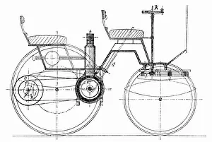 Construction of a road vehicle or car - side drawing Construction of a road vehicle or car - side drawing