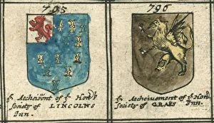 Copperplate 17th century arms for Inns of Court Copperplate 17th century arms for Inns of Court