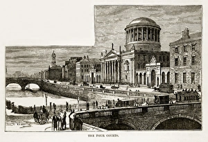 Four Courts in Dublin, Ireland Victorian Engraving, 1840 Four Courts in Dublin, Ireland Victorian Engraving, 1840