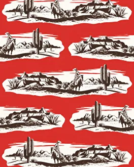 Cowboy in the desert pattern Cowboy in the desert pattern