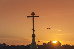 Cross of a Russian Orthodox church, sunset, Zentralrajon, Kaliningrad, Kaliningrad Oblast Cross of a Russian Orthodox church, sunset, Zentralrajon, Kaliningrad, Kaliningrad Oblast
