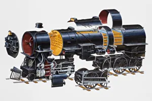 Cross section of an American heavy freight and passenger train Cross section of an American heavy freight and passenger train