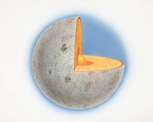 Cross-section diagram of the moon with quarter of sphere removed to illustrate Cross-section diagram of the moon with quarter of sphere removed to illustrate