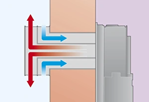 Cross section digital Illustration representing direction of gas fire fumes out Cross section digital Illustration representing direction of gas fire fumes out