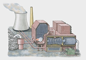 Cross section illustration of a power station Cross section illustration of a power station