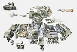 Cross section illustration of World War Two British Churchill MK VII tank Cross section illustration of World War Two British Churchill MK VII tank