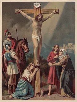 Crucifixion of Jesus, chromolithograph, published in 1886 Crucifixion of Jesus, chromolithograph, published in 1886