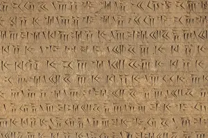 Prints of Photograph of ancient cuneiform script in persepolis, near Shiraz, Fars Province, Iran Iran Heritage Site Prints: Cuneiform Script Print of Persepolis, Iran