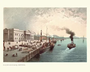 Custom House Quay, Greenock, Scotland, 19th Century Custom House Quay, Greenock, Scotland, 19th Century