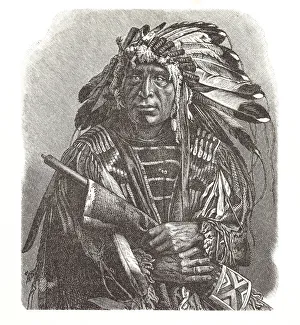 Dakota chief native american portrait illustration Dakota chief native american portrait illustration