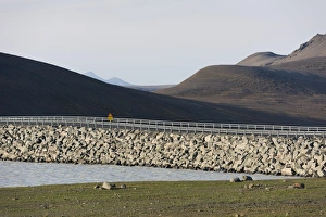 One of the dams of the Karahnjukar hydroelectric power plant project, Eastern Highlands One of the dams of the Karahnjukar hydroelectric power plant project, Eastern Highlands