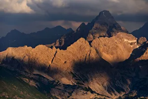 Dark clouds above the Allgau Alps, with peaks of Hochvogel, Oberstdorf, Bavaria, Germany Dark clouds above the Allgau Alps, with peaks of Hochvogel, Oberstdorf, Bavaria, Germany