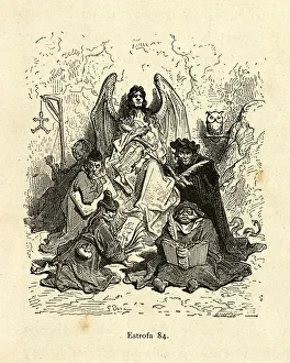 Devil watching of the work of bureaucrats writing reports Devil watching of the work of bureaucrats writing reports