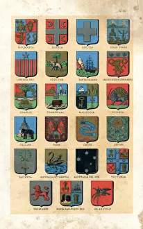 Different antique badges of countries 1887 Different antique badges of countries 1887