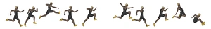 Different stages of athlete performing triple jump Different stages of athlete performing triple jump