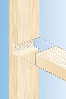Digital Illustration of adhesive inside join of housing joint in wood Digital Illustration of adhesive inside join of housing joint in wood